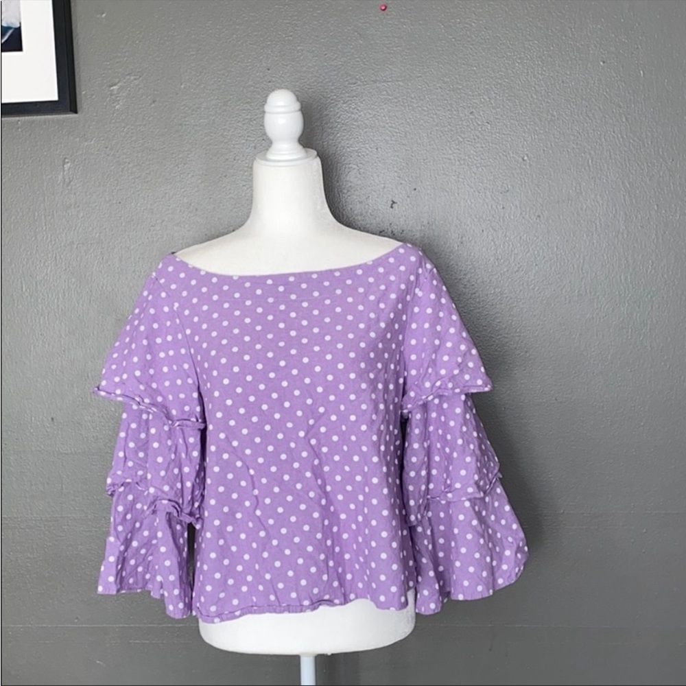 Haute project LA‎ purple polka dot top L